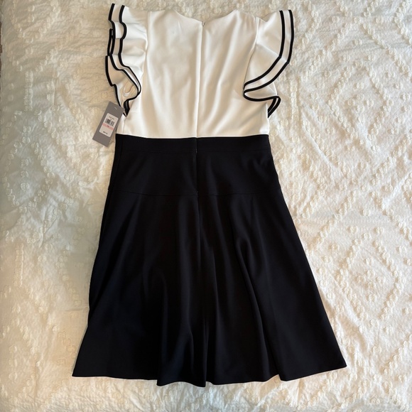 Black and off-white Ruffle Shoulder Dress - Picture 5 of 5